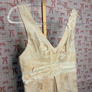 Yoana Baraschi Cream Ivory Linen Lace Floral Embroidered Vintage Mini Dress 2 S